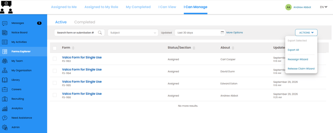 FE - I can manage tab - with Actions