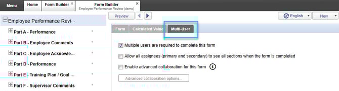 Access multi-user tab
