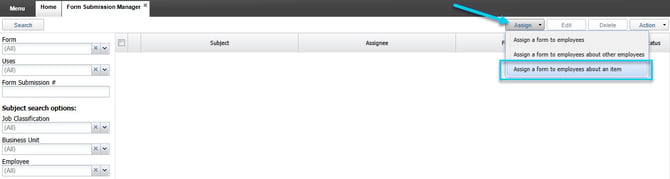Assign form about an item 1