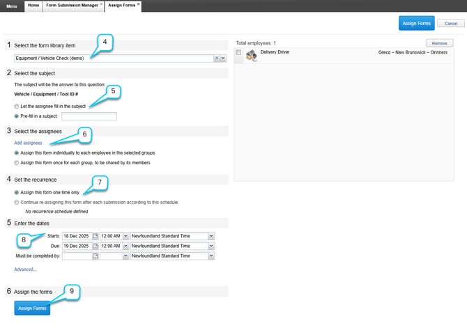 Assign form about an item 2