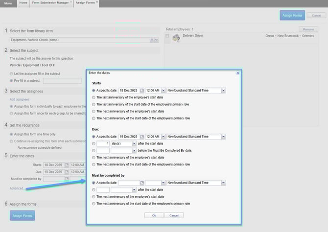 Assign form about an item 3