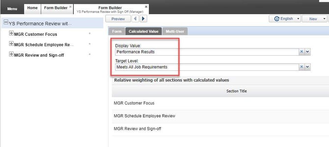 Calculated Value Tab