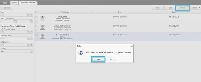 Employee Compliance Dates 10