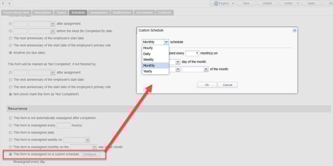 Form schedule custom