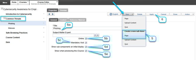New iCourse sub-page
