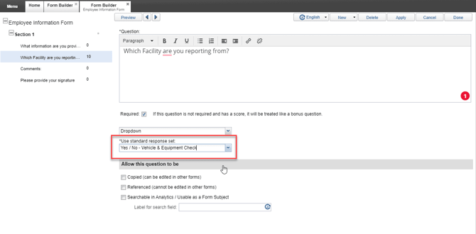 Standard responses example