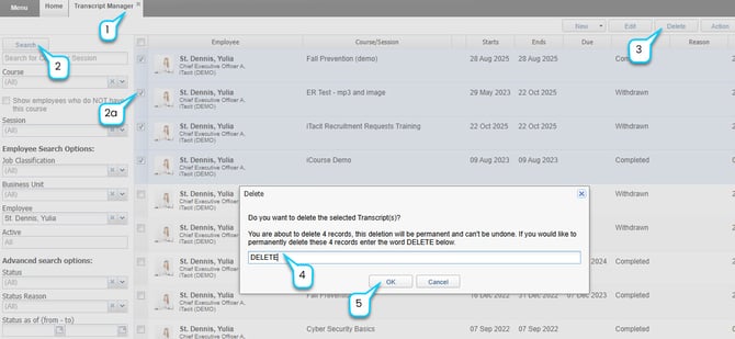 Transcript - Delete (multi)